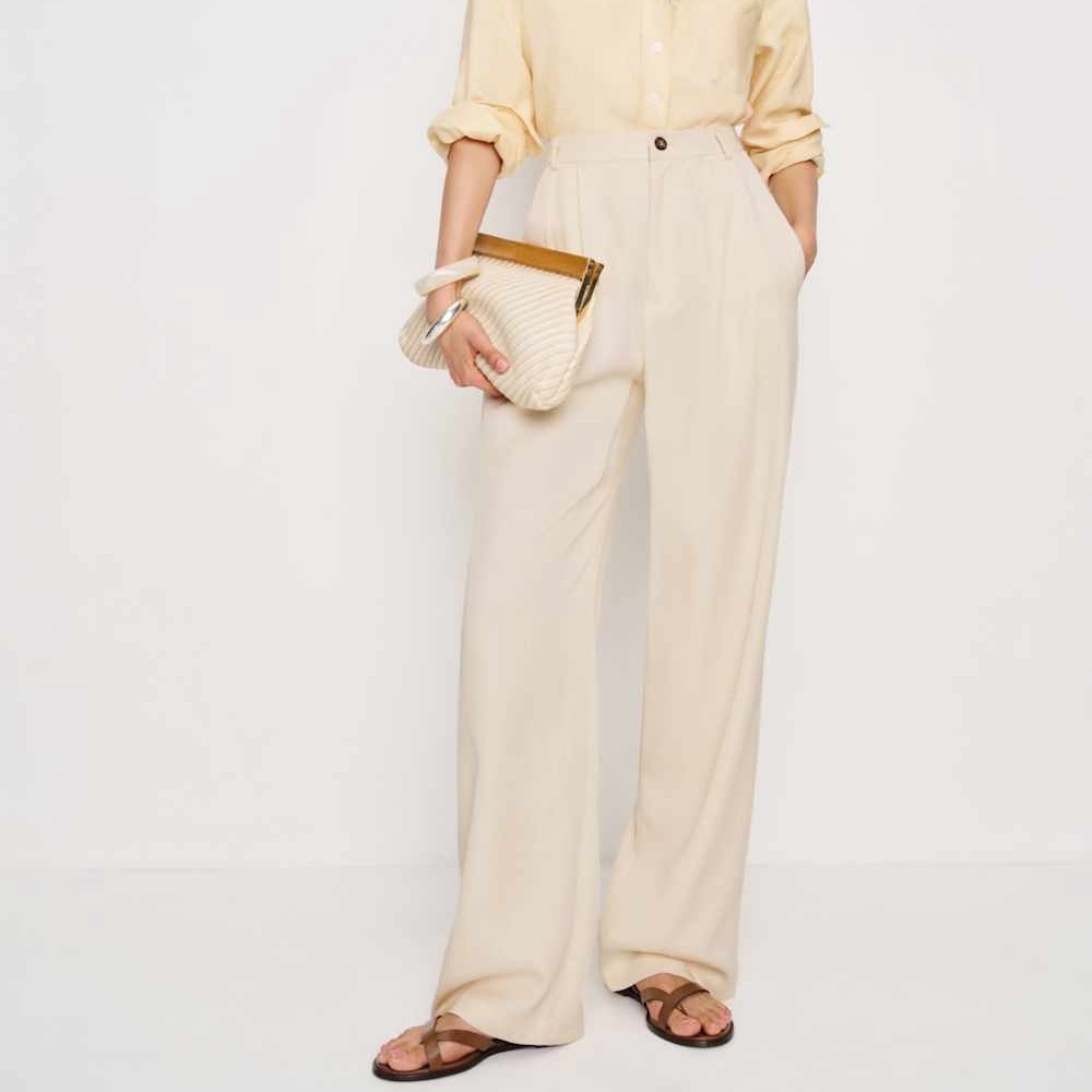 Reformation Cream Wide Leg Pants